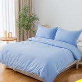 Mikro Saten Lastikli Çift Kişilik Nevresim Takımı Açık Mavi